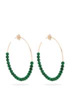Diane Kordas 18kt Gold Malachite And Diamond Hoop Earrings