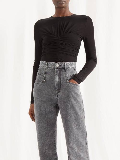 Isabel Marant - Jalila Gathered Jersey Long-sleeved Top - Womens - Black