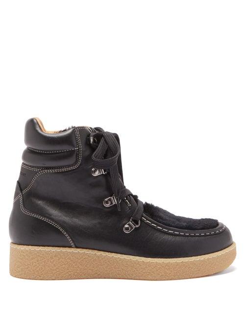 Matchesfashion.com Isabel Marant - Alpica Shearling And Leather Boots - Womens - Black