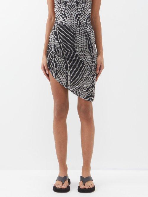 Norma Kamali - Disc-print Jersey Mini Skirt - Womens - Dark Grey