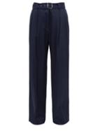 Matchesfashion.com Sies Marjan - Blanche Topstitched Wide Leg Trousers - Womens - Navy