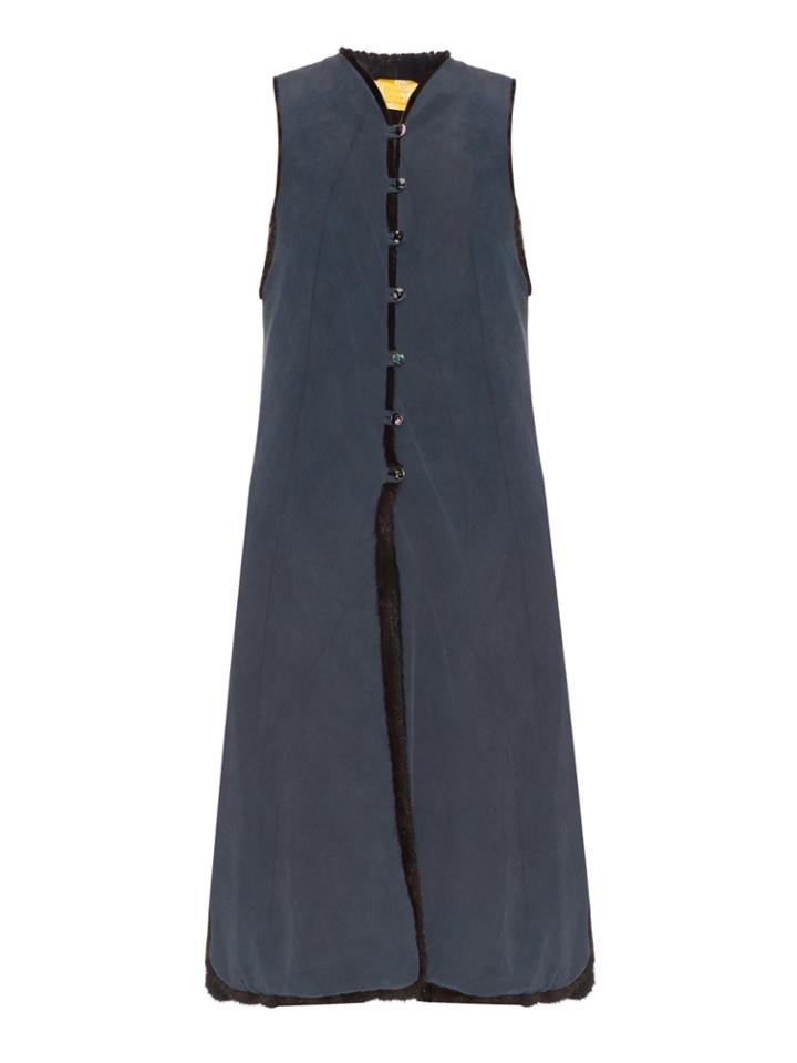By Walid Basma Fur-lined Silk Gilet