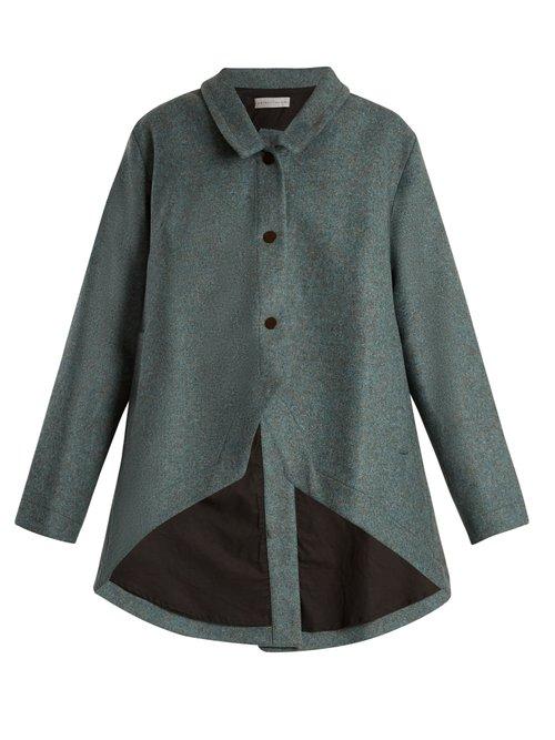 Matchesfashion.com Palmer//harding - Open Back Curved Hem Wool Jacket - Womens - Blue