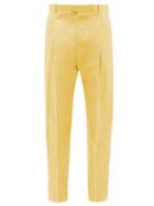 Alexander Mcqueen - Pleated Panama-cotton Suit Trousers - Mens - Light Yellow