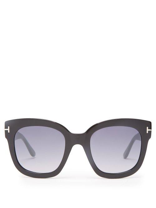 Matchesfashion.com Tom Ford Eyewear - Oversized Cat Eye Acetate Sunglasses - Womens - Black