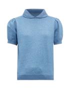 Matchesfashion.com Shrimps - Clement Metallic Merino Wool Blend Top - Womens - Blue