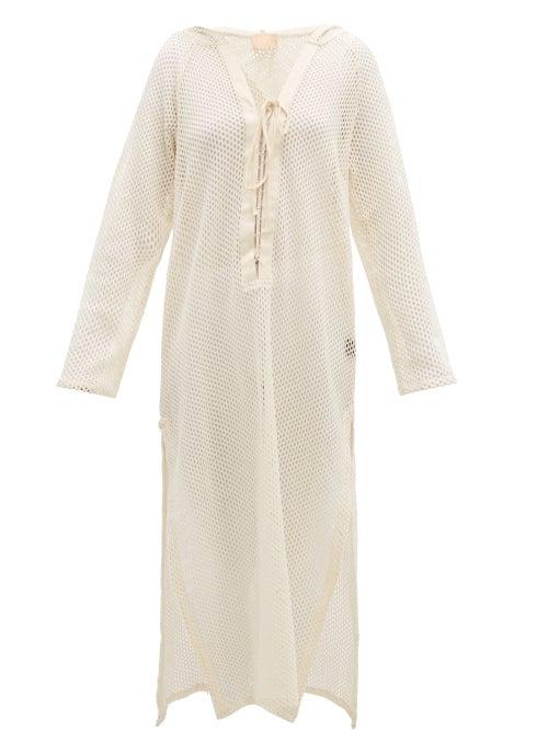 Matchesfashion.com Albus Lumen - Aziza Crochet Hooded Kaftan - Womens - Nude