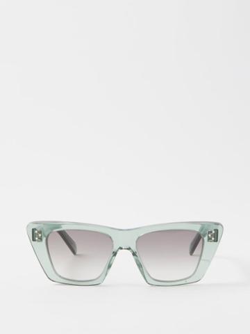 Celine Eyewear - Bold Story Square Acetate Sunglasses - Womens - Light Green