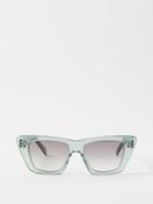 Celine Eyewear - Bold Story Square Acetate Sunglasses - Womens - Light Green
