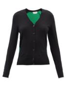 Alexander Mcqueen - Logo-embroidered Bi-colour Cashmere Cardigan - Womens - Black Green