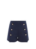 See By Chlo - Buttoned High-rise Jersey Shorts - Womens - Navy