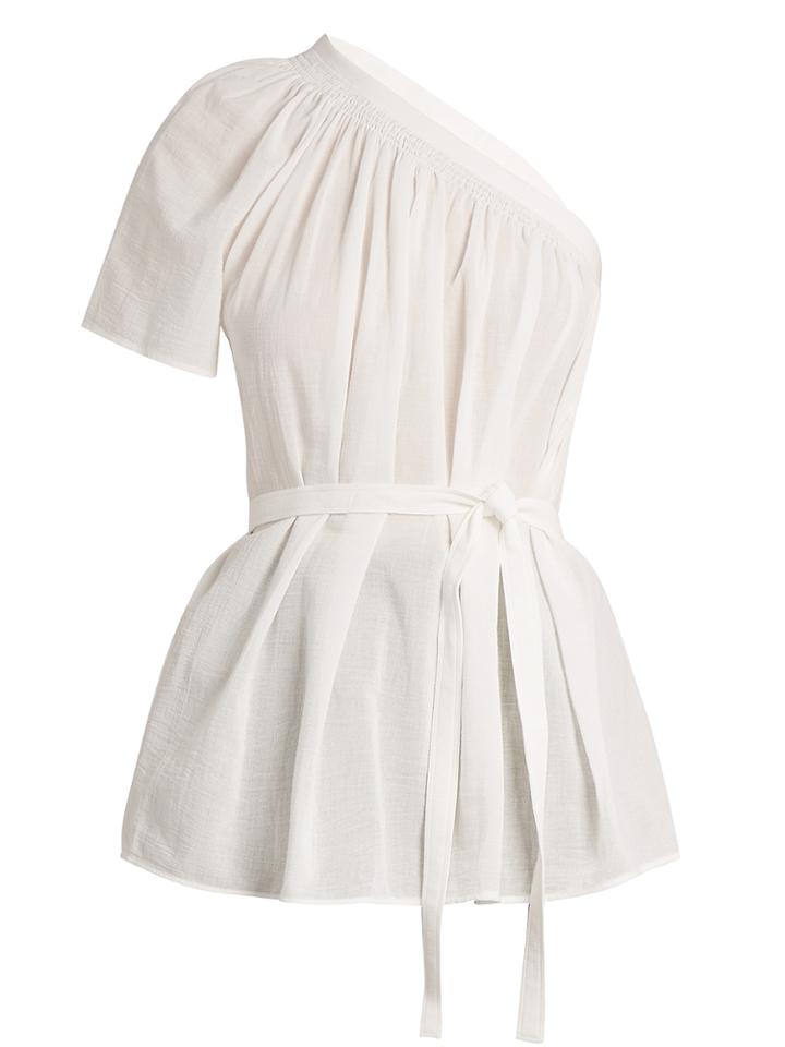 Helmut Lang One-shoulder Cotton-gauze Top