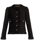 Matchesfashion.com Dolce & Gabbana - Virgin Wool Blend Boucl Jacket - Womens - Black