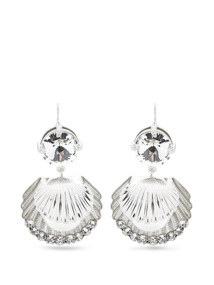 Miu Miu Swarovski And Pearl-embellished Shell Earrings