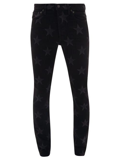 Matchesfashion.com Takahiromiyashita Thesoloist. - Star-print Cotton-blend Slim-leg Jeans - Mens - Black