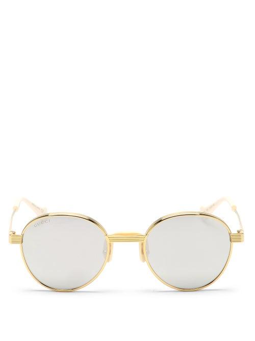Matchesfashion.com Gucci - Round Metal Sunglasses - Womens - Gold