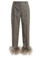 Prada Feather-trimmed Wool-blend Trousers