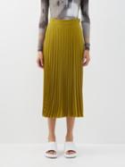 Mm6 Maison Margiela - Pleated Crepe Midi Skirt - Womens - Olive