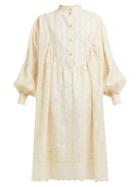 Matchesfashion.com Gucci - Gg Broderie Anglaise Linen Blend Dress - Womens - Ivory Multi