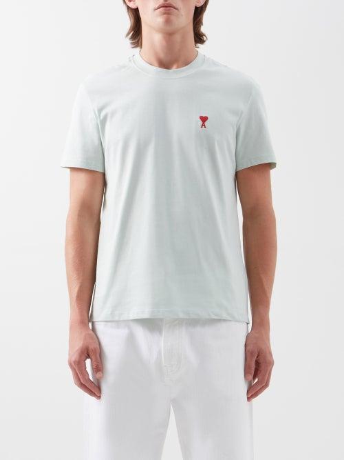 Ami - Logo-embroidered Organic-cotton Jersey T-shirt - Mens - Green