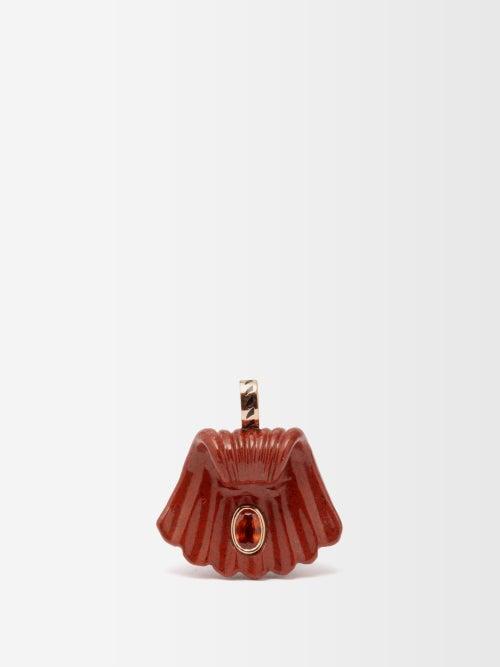 Dezso - Capri Shell Jasper, Sapphire & 18kt Gold Charm - Womens - Orange Multi