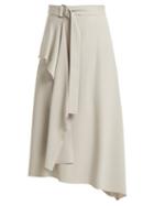 Matchesfashion.com Joseph - Sybil Belted Asymmetrical Skirt - Womens - Light Grey