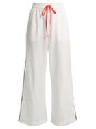 Marysia Swim Montauk Side-stripe Wide-leg Cotton Trousers
