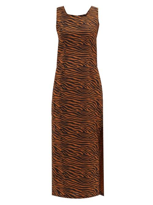 Matchesfashion.com Lisa Marie Fernandez - Charlotte Zebra-print Cotton Midi Dress - Womens - Brown Print