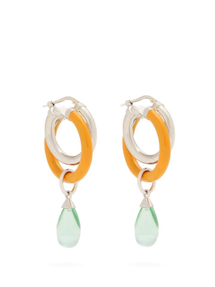 Peter Pilotto Medium Glass Pendant Double Hoop Earrings