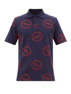 Matchesfashion.com Martine Rose - Printed Cotton-piqu Polo Shirt - Mens - Navy Multi