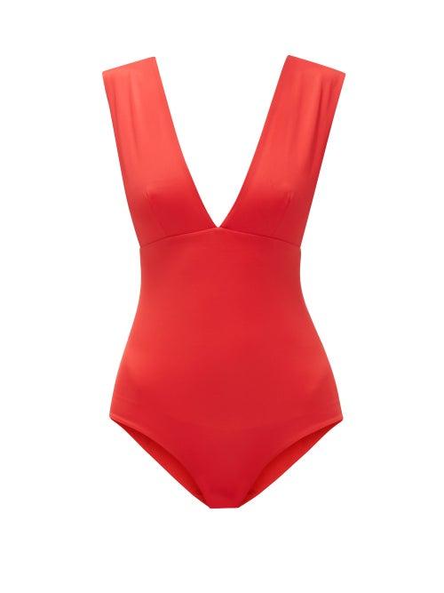 Matchesfashion.com Odyssee - Franklin Plunge-neck Swimsuit - Womens - Red