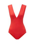 Matchesfashion.com Odyssee - Franklin Plunge-neck Swimsuit - Womens - Red