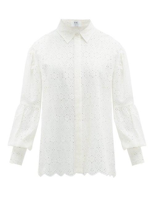 Matchesfashion.com Sir - Amelie Broderie Anglaise Cotton Blouse - Womens - Ivory