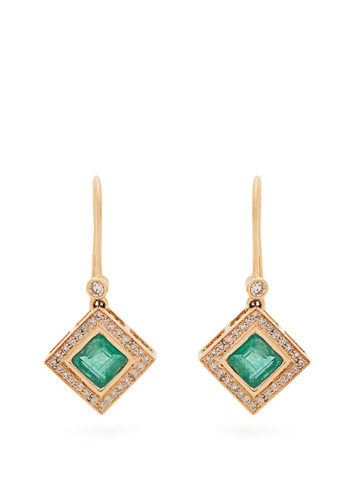 Jade Jagger Diamond, Emerald & Yellow-gold Earrings