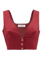 Matchesfashion.com Franoise - Cropped Cotton-blend Top - Womens - Burgundy