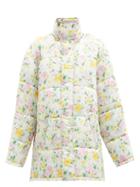 Matchesfashion.com Balenciaga - Floral-print Quilted Shell Coat - Womens - Pink Multi