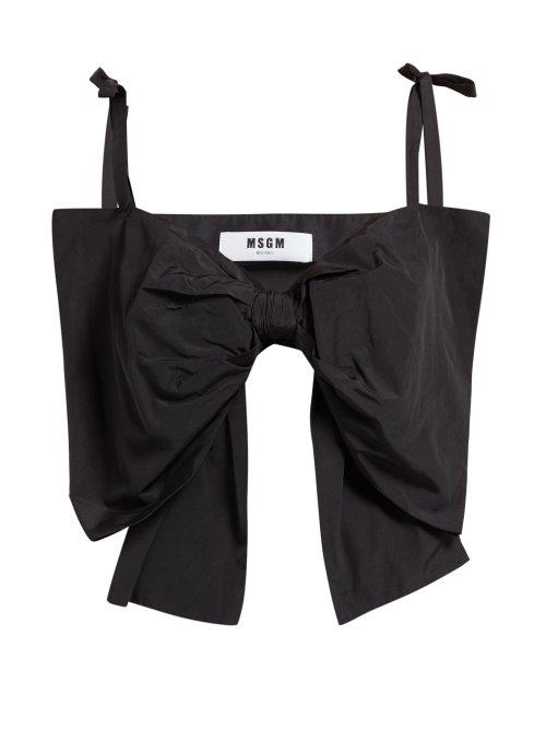 Matchesfashion.com Msgm - Maxi Bow Poplin Top - Womens - Black