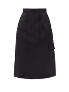 Ladies Rtw Moncler - Flap-pocket Gabardine Midi Skirt - Womens - Black