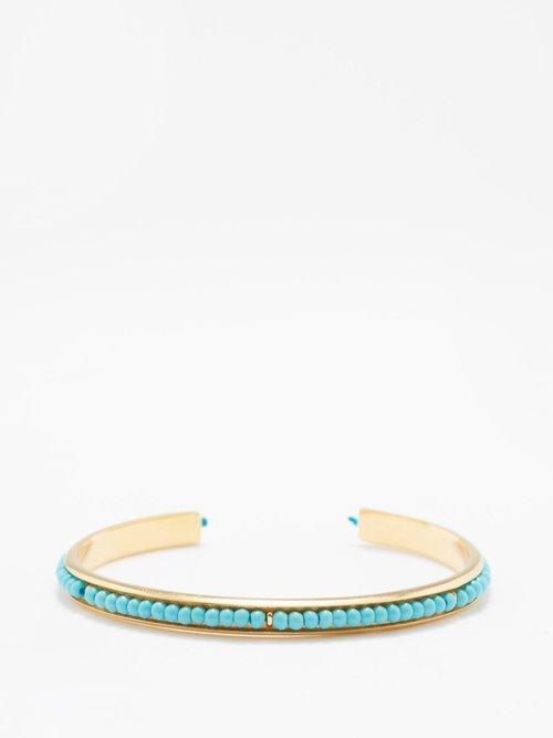 Hermina Athens - Luna Howlite & Gold-plated Cuff - Womens - Blue Gold