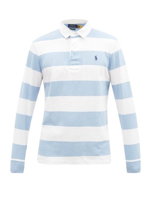 Matchesfashion.com Polo Ralph Lauren - Logo-embroidered Stripe Cotton-jersey Rugby Shirt - Mens - Blue White
