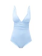 Matchesfashion.com Melissa Odabash - Panarea Ruched Swimsuit - Womens - Light Blue