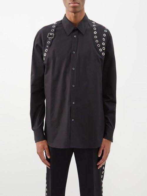 Alexander Mcqueen - Harness Rivet Cotton Shirt - Mens - Black
