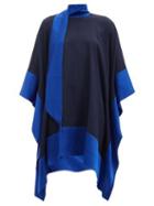 Matchesfashion.com Taller Marmo - Palm Beach Satin-panel Crepe Dress - Womens - Blue