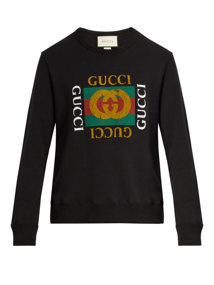 Gucci Distressed Logo-print Cotton Sweatshirt