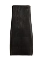 Matchesfashion.com Versace - Strapless Pleated Leather Mini Dress - Womens - Black