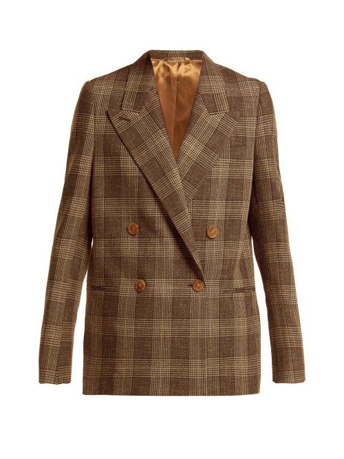 Matchesfashion.com Acne Studios - Prince Of Wales Check Wool Blend Blazer - Womens - Brown Multi