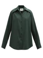 Jil Sander - Oversized Wool Gabardine Shirt - Womens - Dark Green