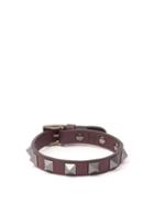 Matchesfashion.com Valentino - Rockstud Leather Bracelet - Mens - Burgundy