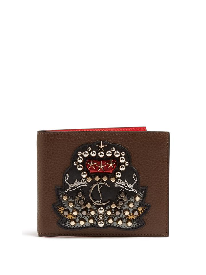 Christian Louboutin Kaspero Embellished Bi-fold Leather Wallet