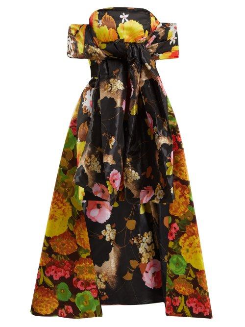 Matchesfashion.com Richard Quinn - Floral Print Off The Shoulder Dress - Womens - Multi
